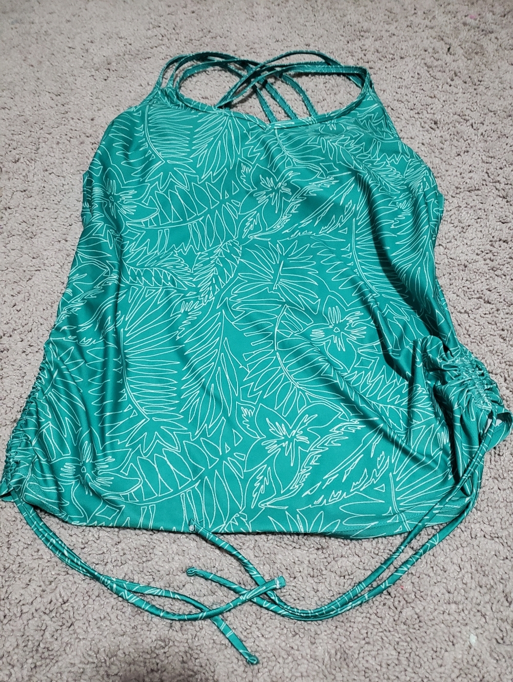 Ocean + Coast Green Leaf Print Tankini Top Size XL